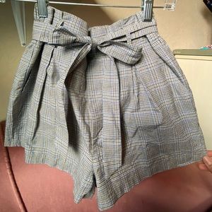Forever 21 High Rise Check Plaid Paper Bag Shorts size small